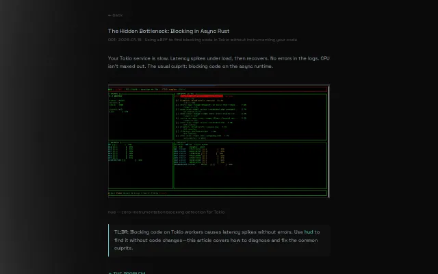 Hud – eBPF-based blocking detector for Tokio