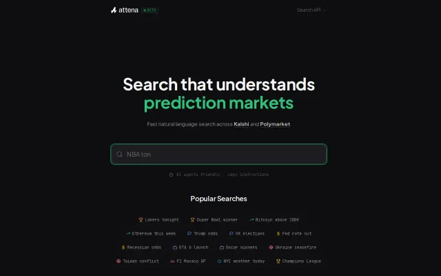 Natural language search across Kalshi and Polymarket