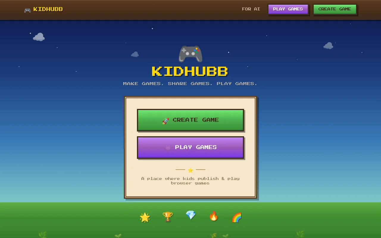 My 7 year old makes games with AI, I made kidhubb.com to share them