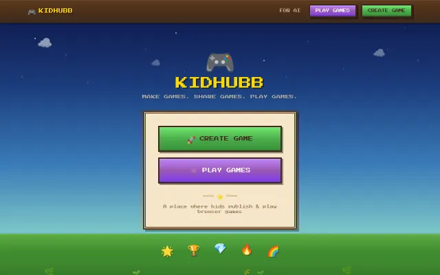 My 7 year old makes games with AI, I made kidhubb.com to share them