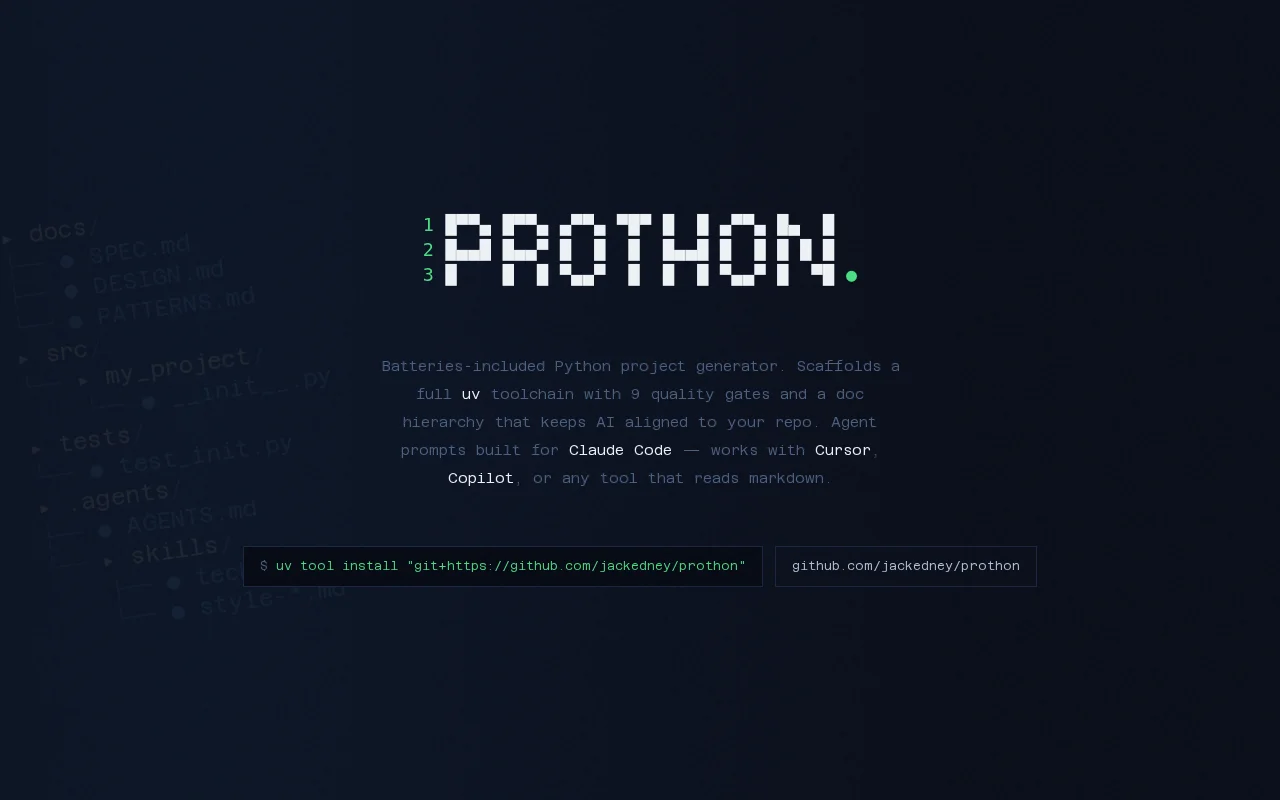 Prothon – docs-first Python project generator for AI development