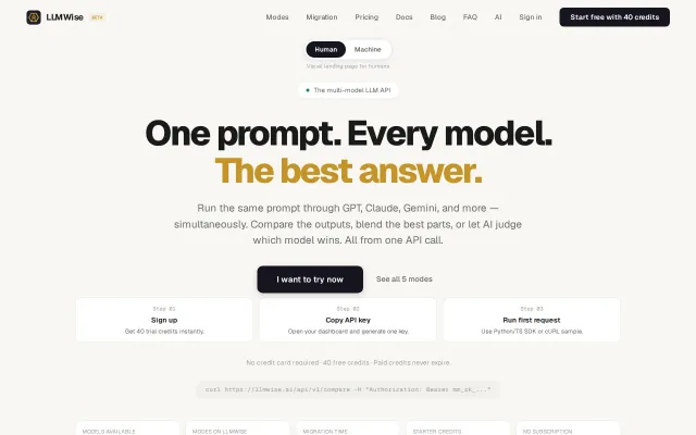 LLMWise – Compare, Blend, and Judge LLM Outputs from One API