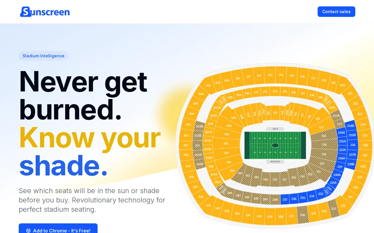 I built a Chrome extension to predict sun vs. shade for stadium seats