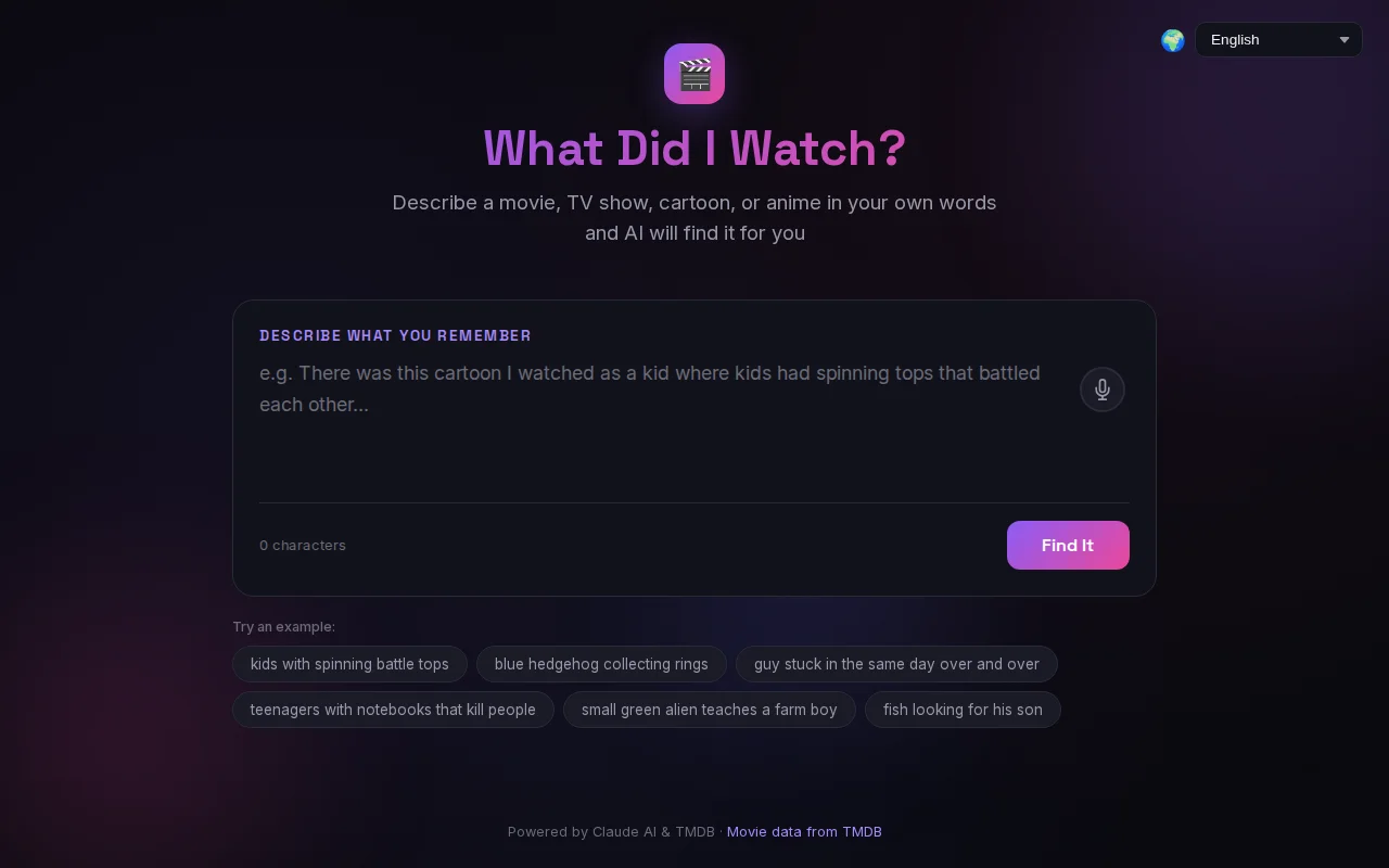 What Did I Watch? – Describe any movie/show and AI finds it