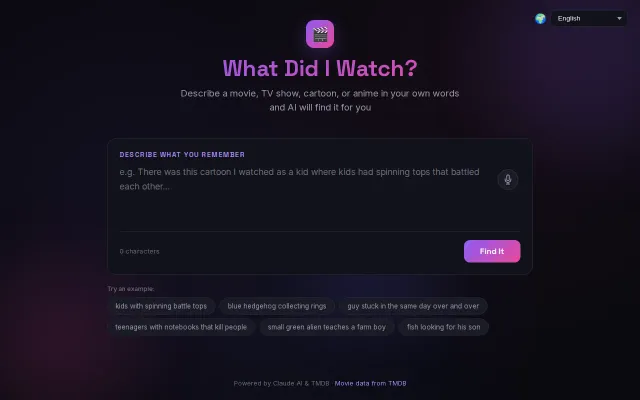 What Did I Watch? – Describe any movie/show and AI finds it