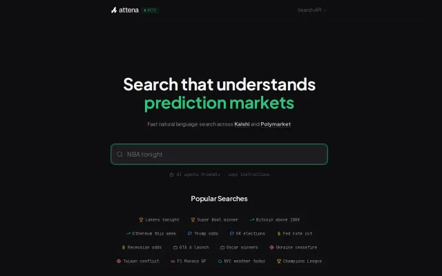 Natural language search across Kalshi and Polymarket (API and MCP)