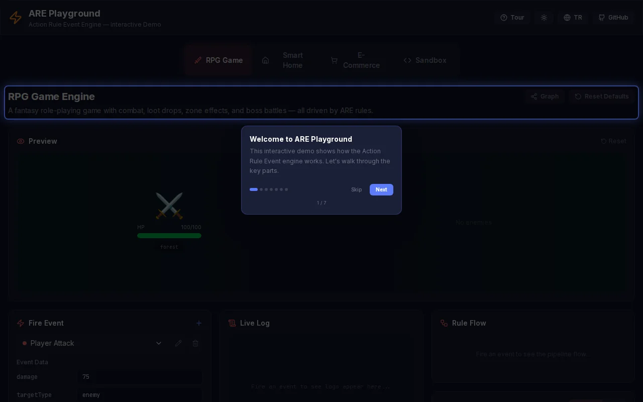 Are – Rule engine for JavaScript, C#, and Dart with playground