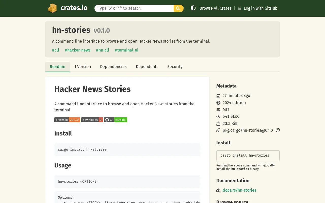 HN-Stories – Rust CLI to browse and open HN stories from the terminal