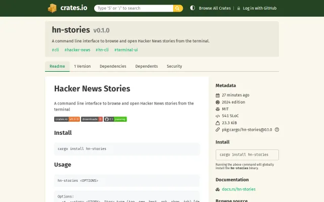 HN-Stories – Rust CLI to browse and open HN stories from the terminal