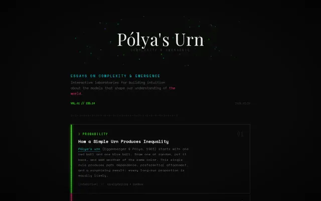 Polya's urn – essays on complexity and emergence