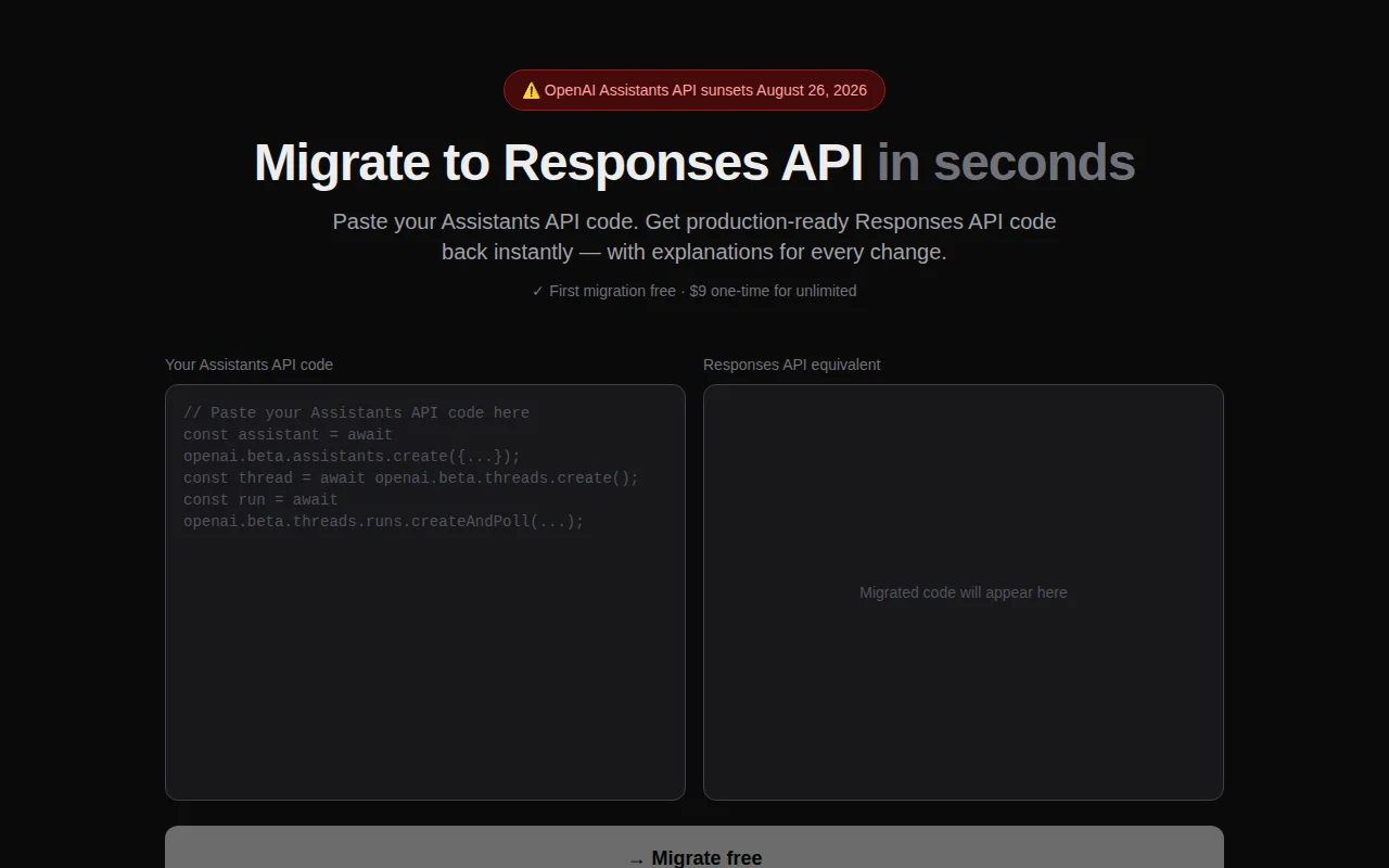 Free tool to migrate OpenAI Assistants