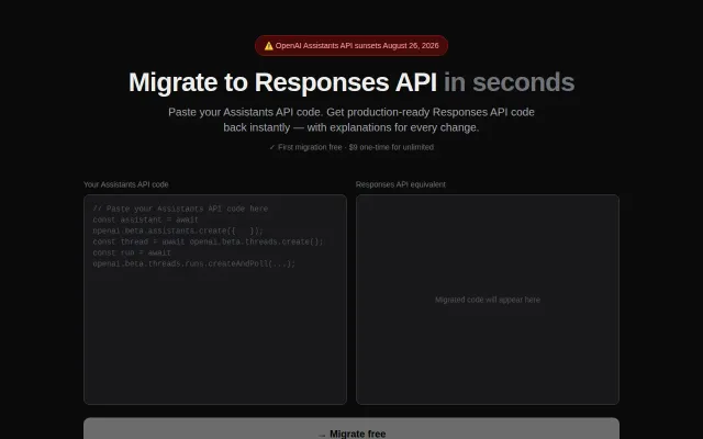 Free tool to migrate OpenAI Assistants