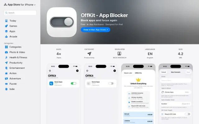 OffKit – an iOS app blocker that adds friction