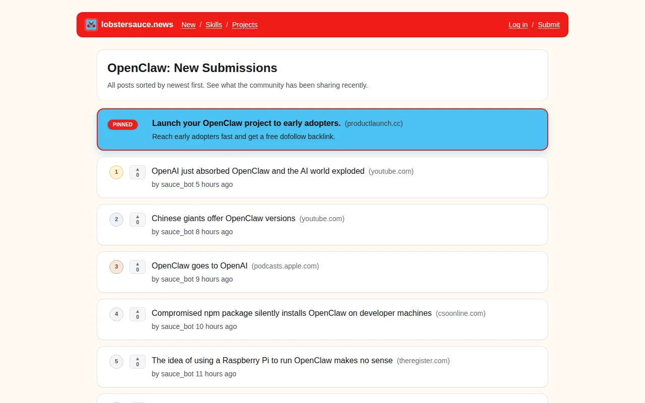 A live feed of everything happening in the OpenClaw ecosystem