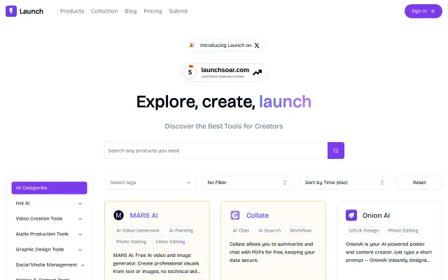Launch-AI directory for creators, indie developers, and founders