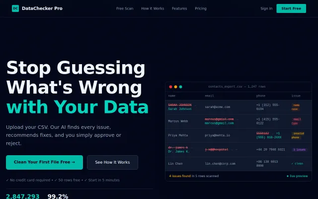 DataChecker Pro – AI finds issues in your CSV, you approve or reject
