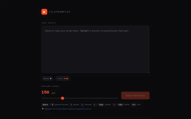 Simple Teleprompter App for the Browser