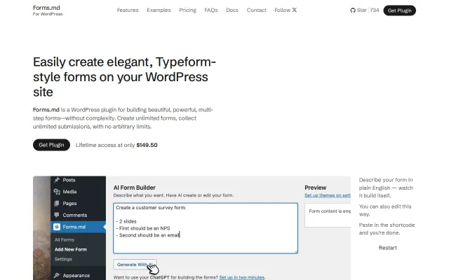 Use plain English to make forms on WordPress