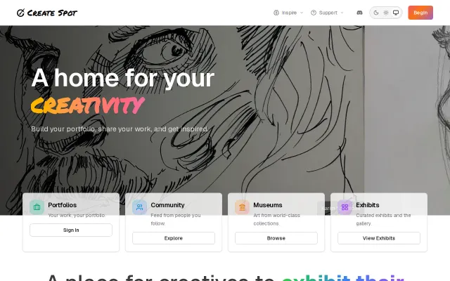 Create Spot for creative inspiration, portfolios and critiques