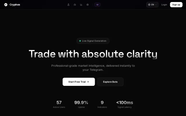 Cryphos – no-code crypto signal bot with Telegram alerts