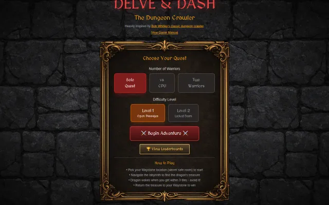 Delve and Dash – Quick retro dungeon crawler with procedural mazes