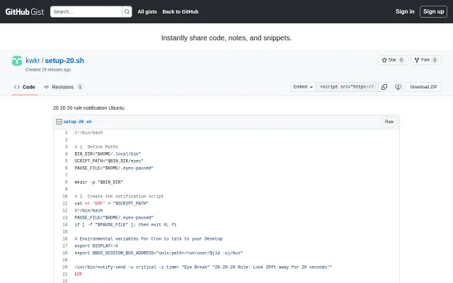 Keep your eyes healthy with 20 20 20 rule reminder using bash