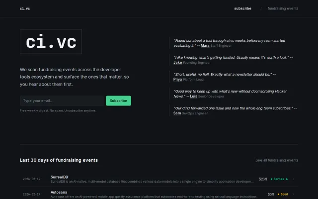 Fundraising events across the developer tools ecosystem