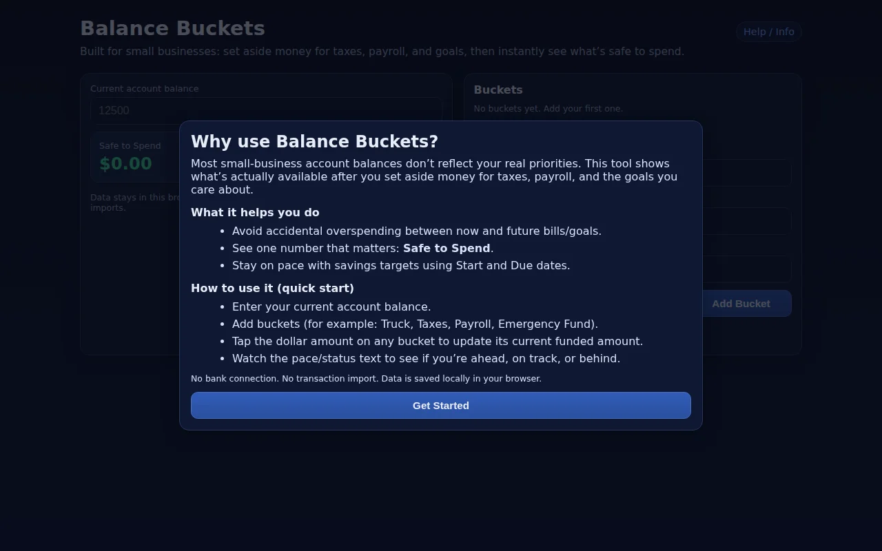 Balance Buckets – Savings Buckets for Small, One-Owner Businesses