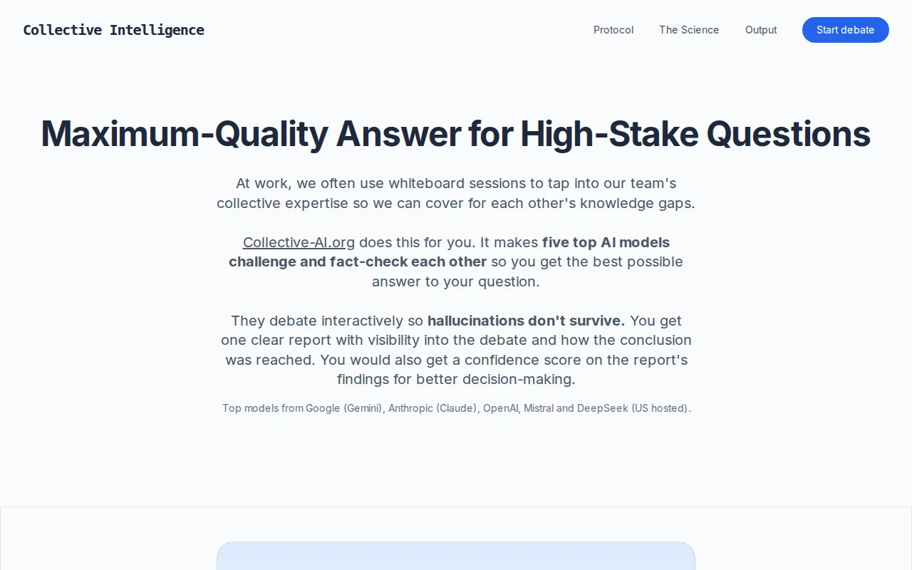 Collective-AI.org Multiple line-of-sights for high-stakes questions