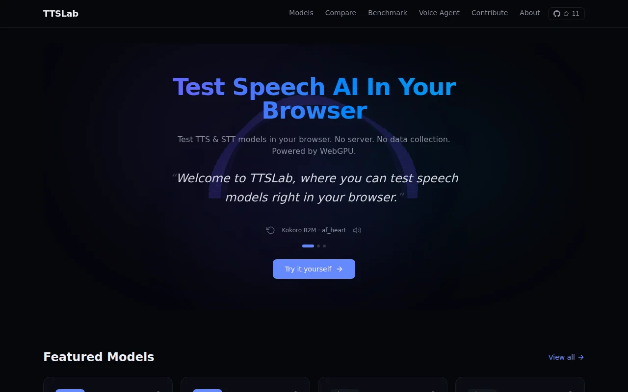 TTSLab – A voice AI agent and TTS lab running in the browser via WebGPU