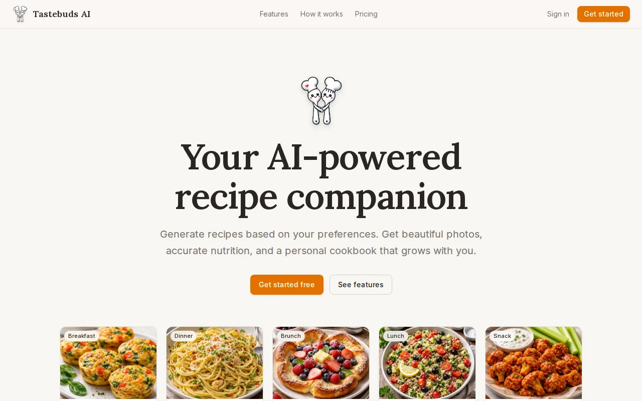 Tastebuds AI – recipe generator with USDA-backed nutrition data