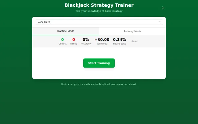 Blackjack Basic Strategy Practice with DP Edges