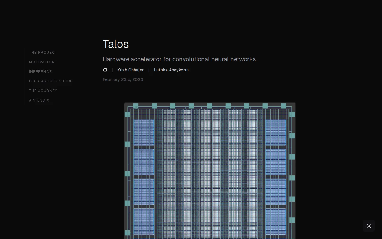We built Talos – a full CNN inference engine running on silicon