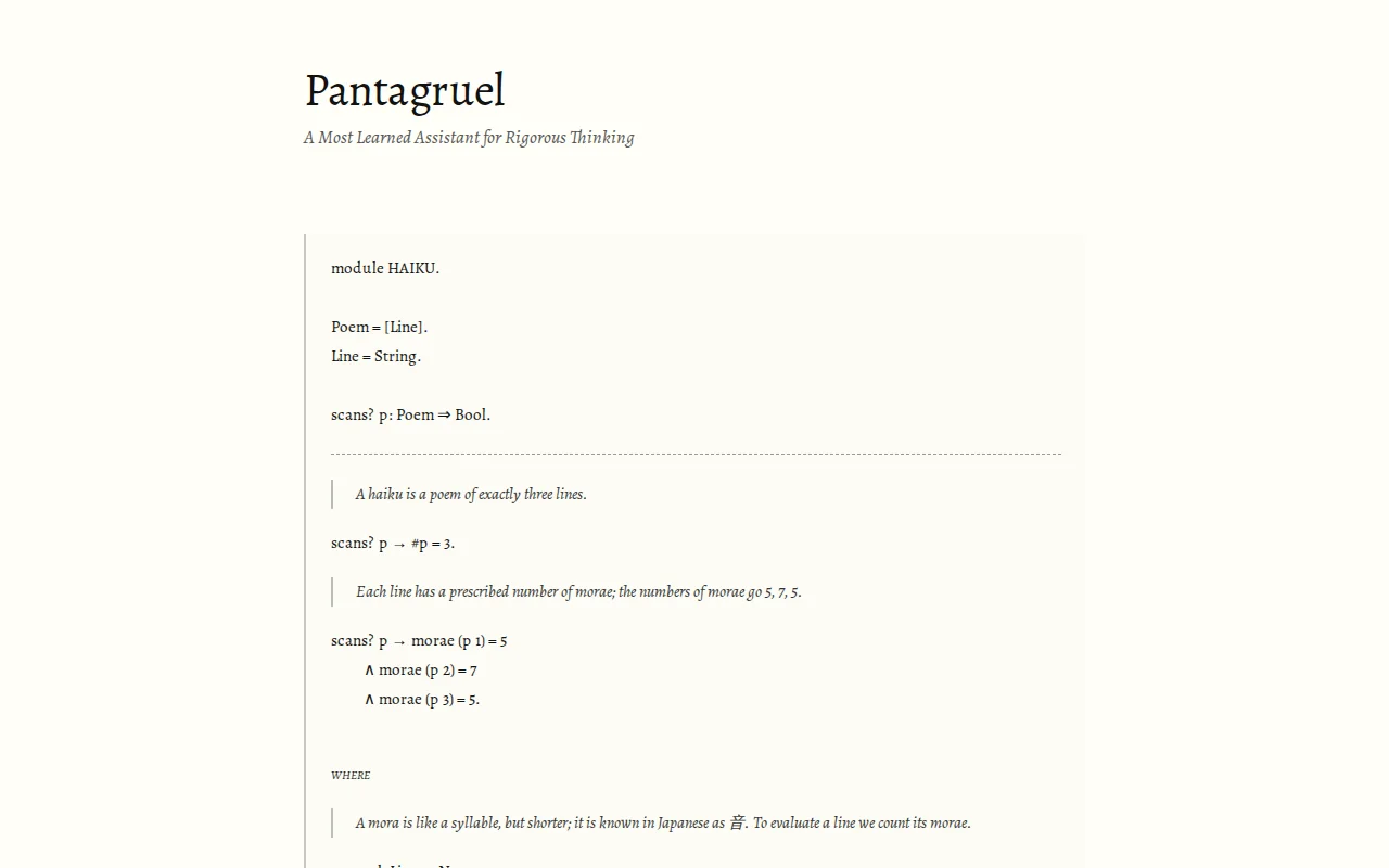 Pantagruel, an Accessible Specification Language