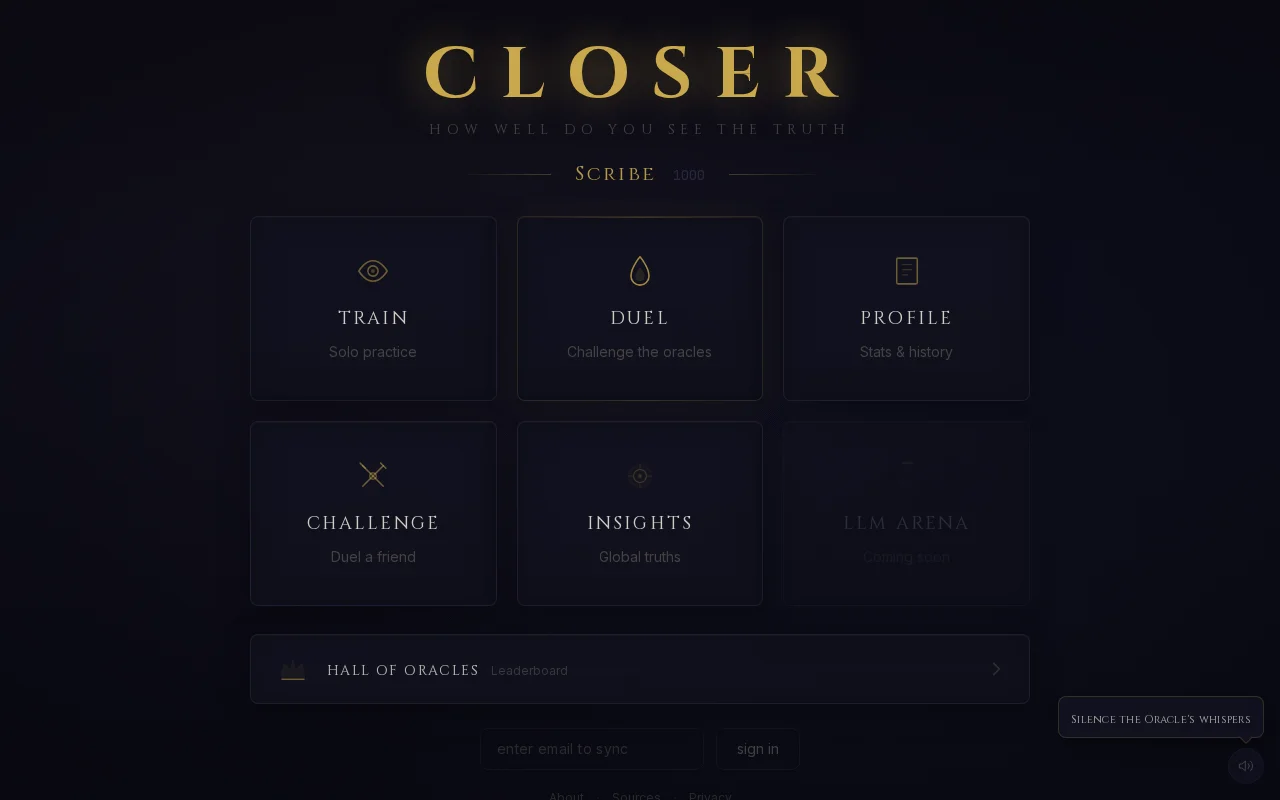 Closer A calibration game that measures how you perceive reality