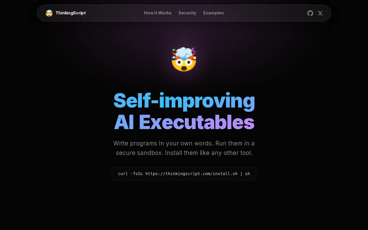 ThinkingScript - Self-Improving AI Executables