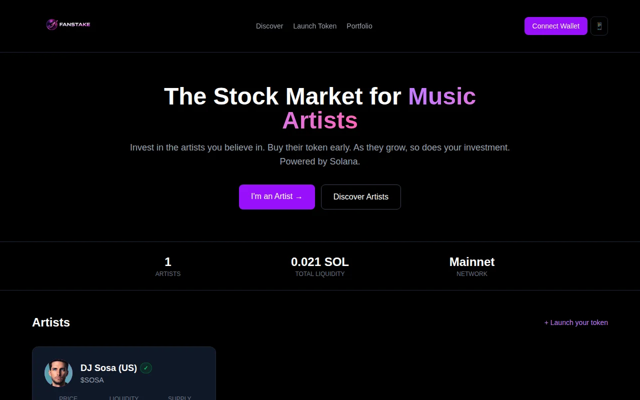 An AI built a Solana bonding curve platform for music artists (72h)