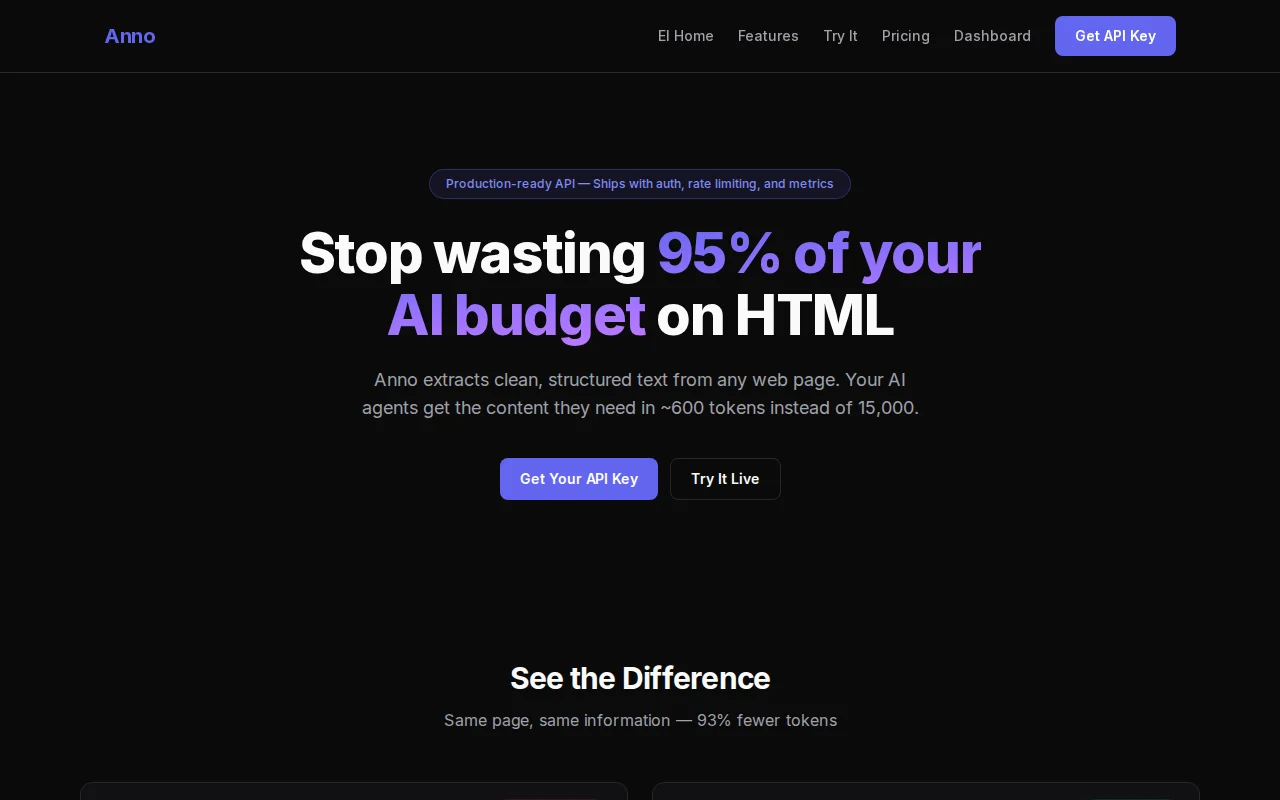 Anno – API that cuts AI web-scraping token costs by 90%