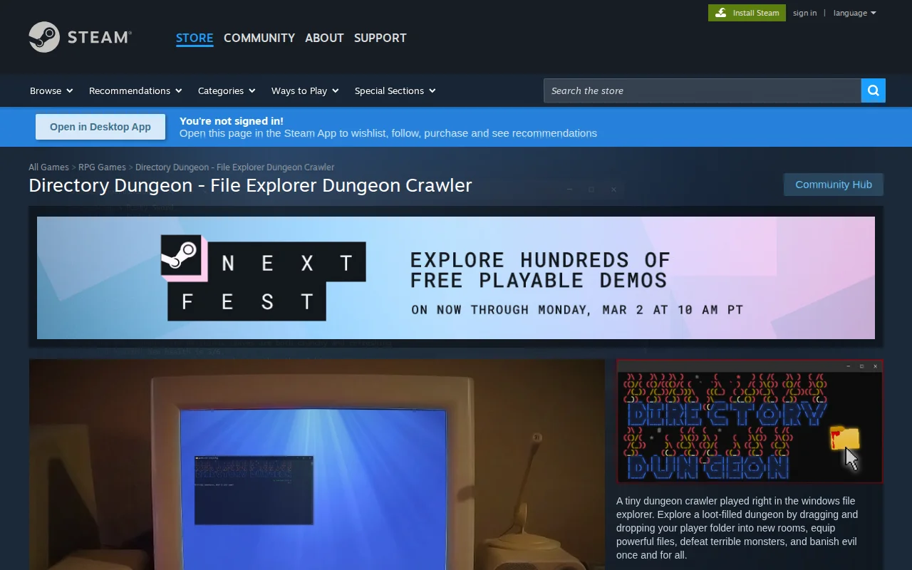 An RPG in the Windows file explorer