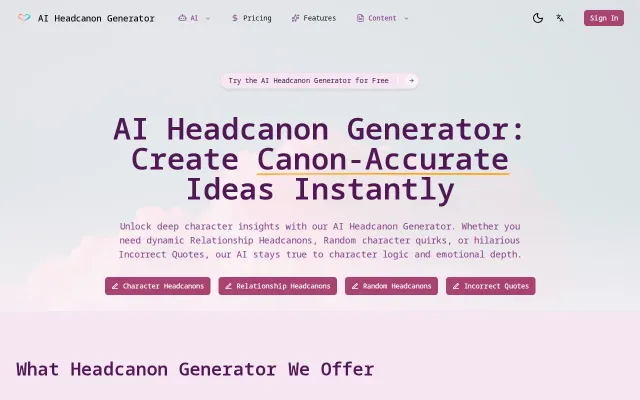 AI Headcanon Generator: Instant Ideas, Endless Stories