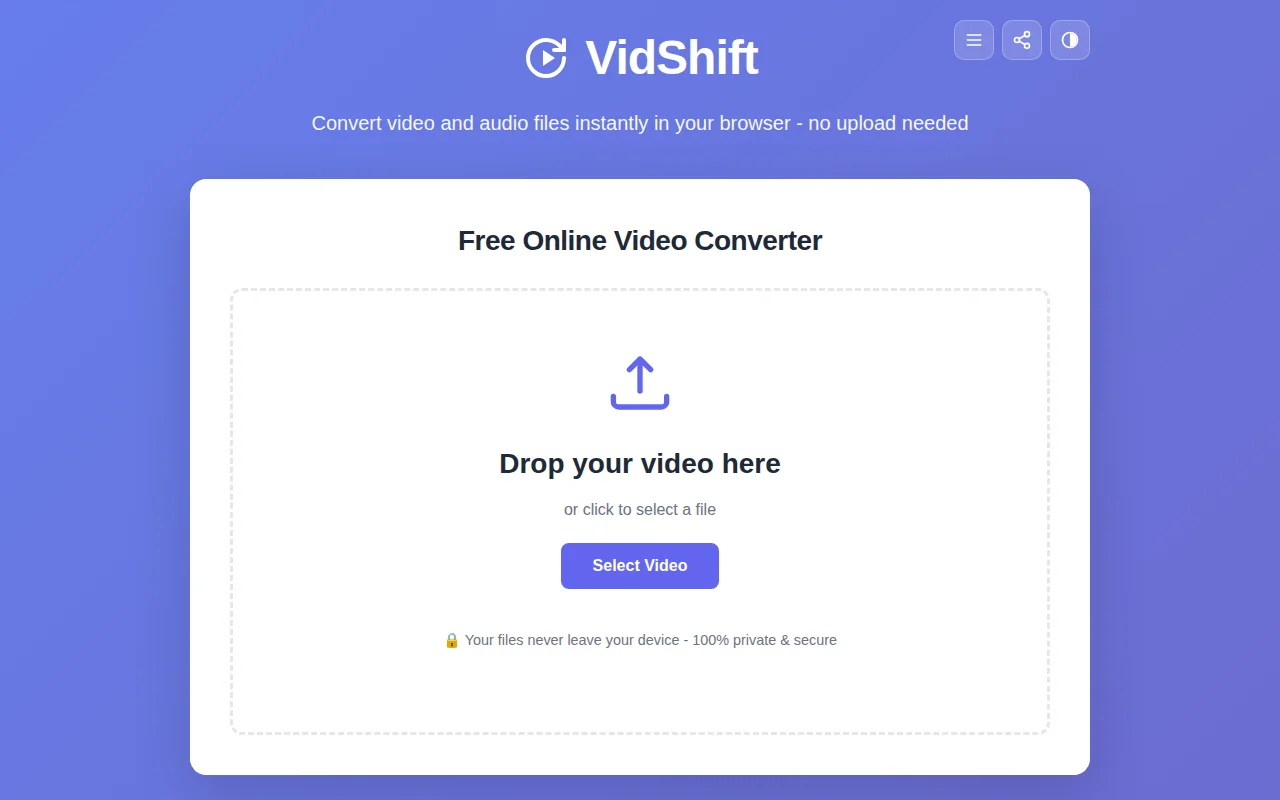 VidShift – Free video converter that runs in the browser
