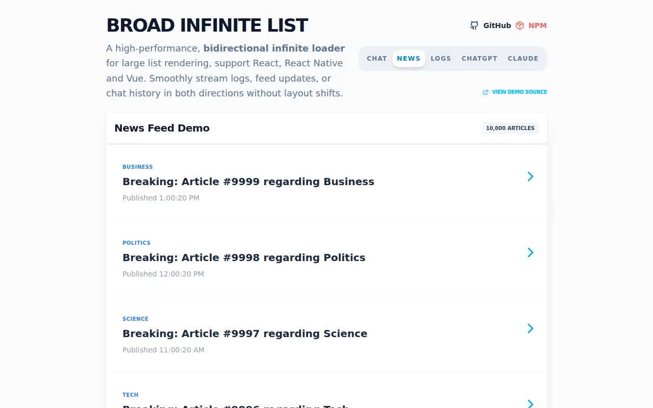 UX-demo Seamless scroll restoration for infinite lists in Web apps