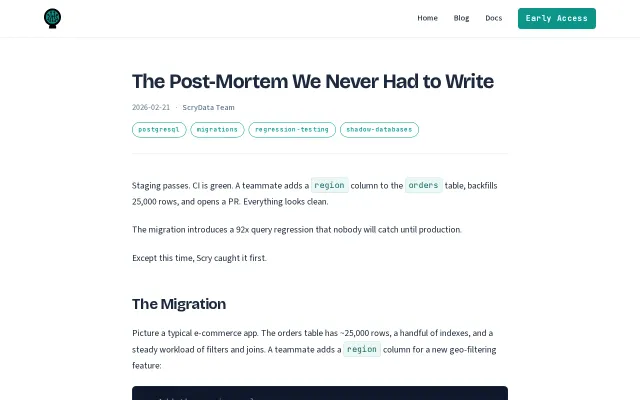 Scry – Test migrations against production scale copy of your DB