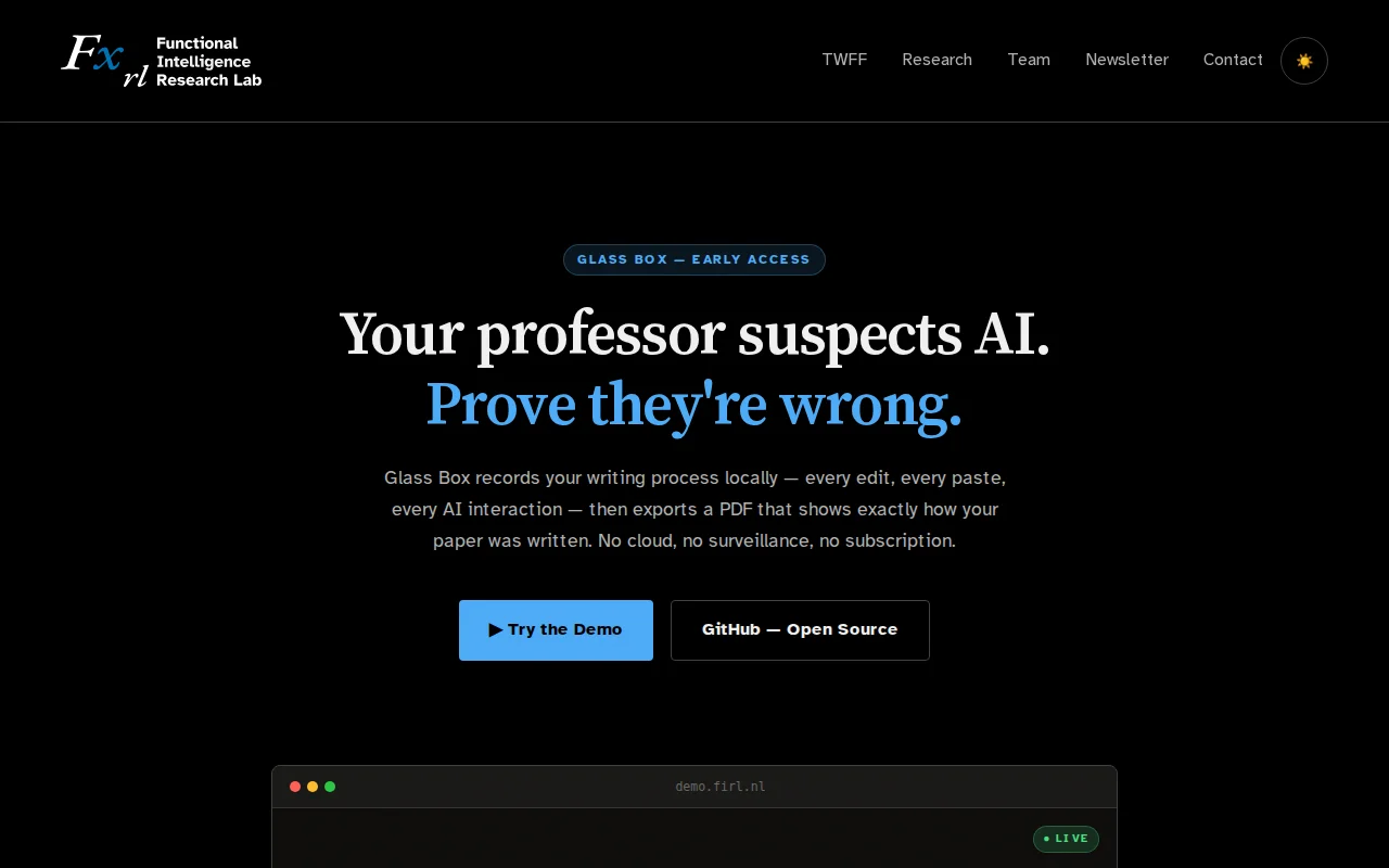 Glass Box: writing editor that exports a verifiable PDF of your process