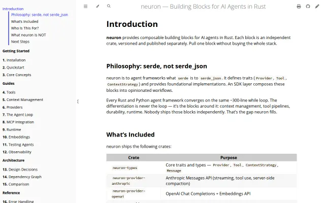 Neuron – Independent Rust crates for building AI agents