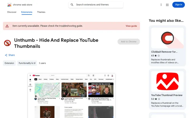 Unthumb – Replace YT thumbnails with frames from the video
