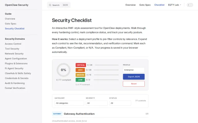 Security Checklist for OpenClaw Deployments