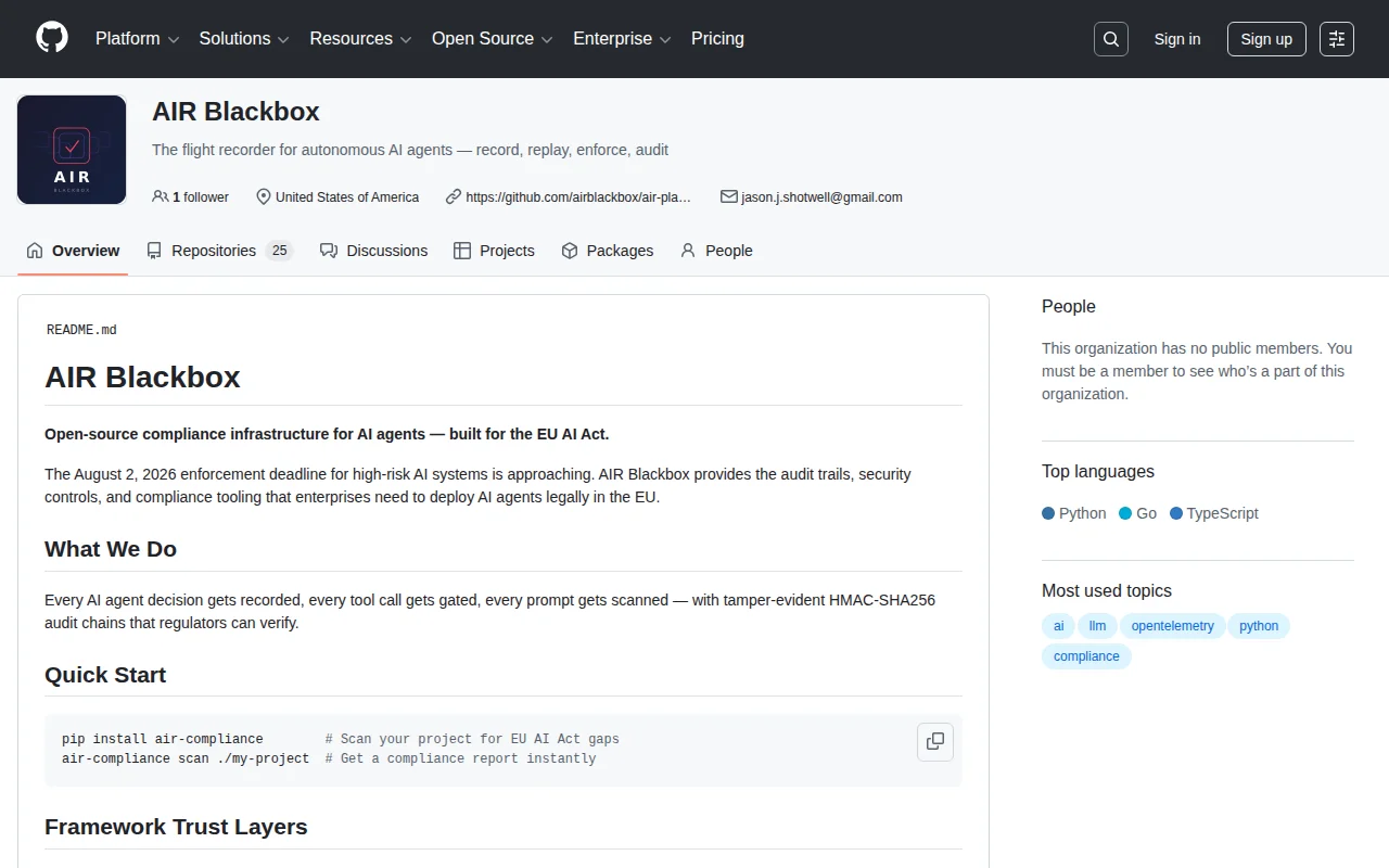 Open-source EU AI Act compliance layer for AI agents (8/2026 deadline)