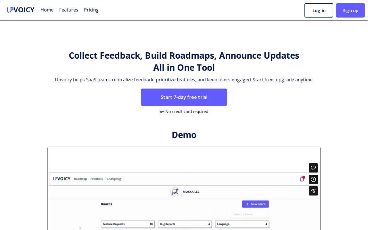 Upvoicy – Simple feedback management tool for teams and creators