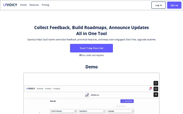 Upvoicy – Simple feedback management tool for teams and creators